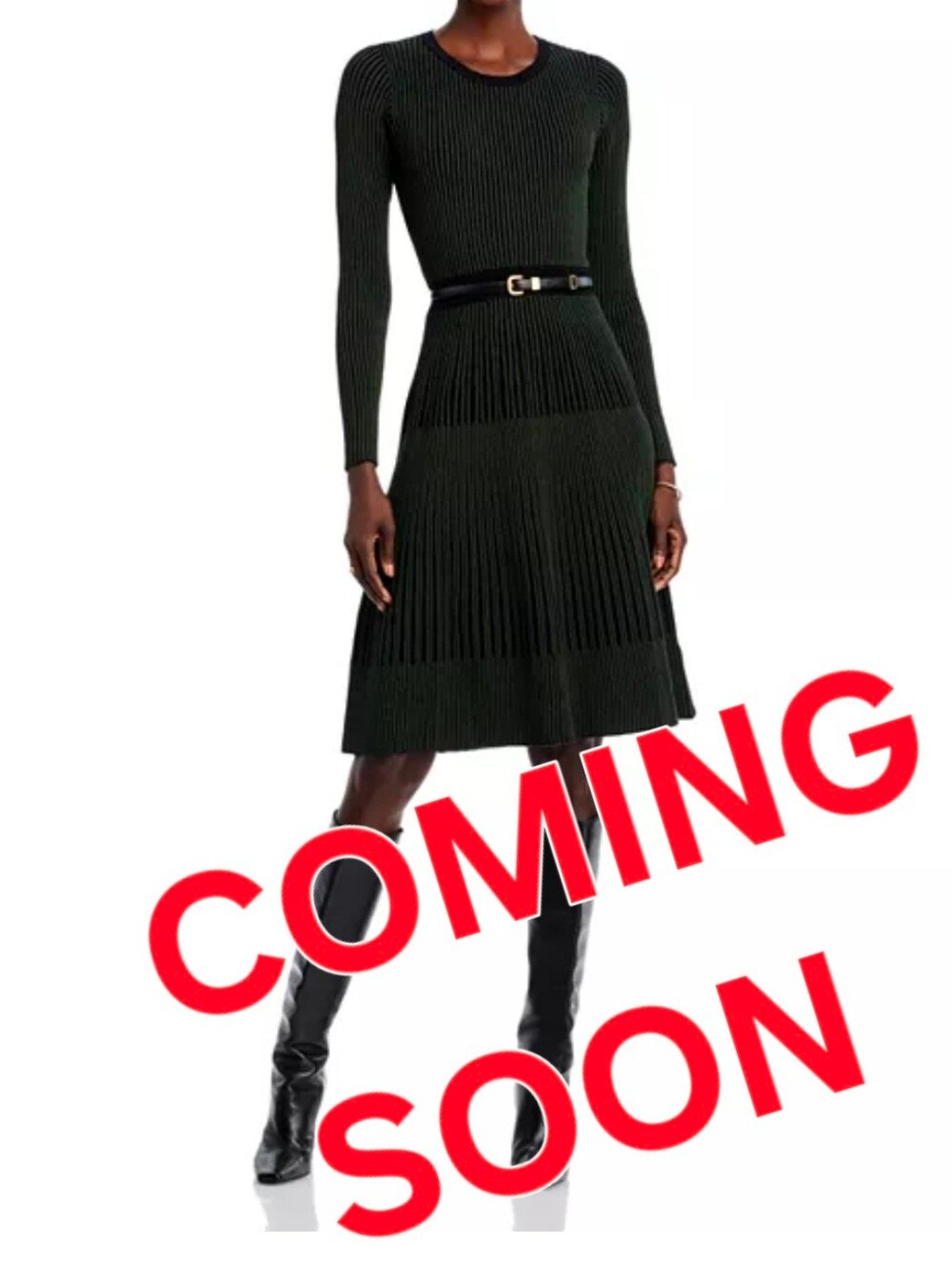 NWT T Tahari Paige Pleated Rib-Knit Fit&Flare Sweater Dress Fall/Winter Wardrobe
